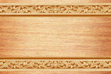 Pattern of flower carved on wood for decoration isolated on whit