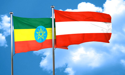 Ethiopia flag with Austria flag, 3D rendering