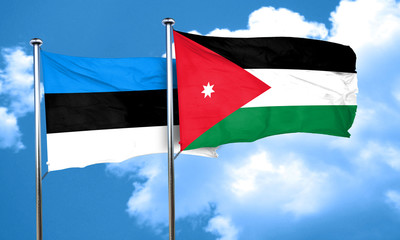 estonia flag with Jordan flag, 3D rendering