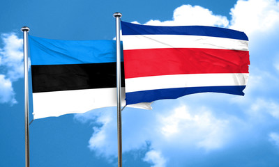 estonia flag with Costa Rica flag, 3D rendering