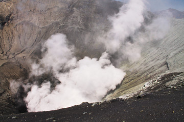 Crater of Bromo vocalno, East Java, Indonesia. The Crater of Volcano.