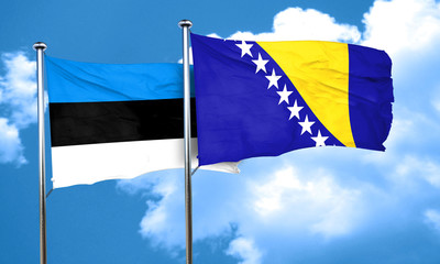 estonia flag with Bosnia and Herzegovina flag, 3D rendering