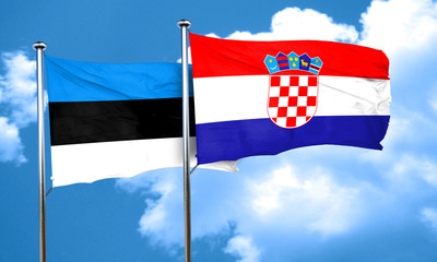 estonia flag with Croatia flag, 3D rendering