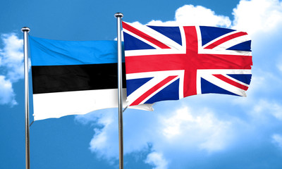 estonia flag with Great Britain flag, 3D rendering