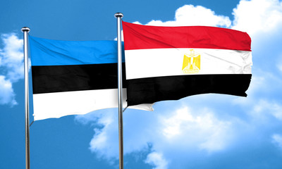 estonia flag with egypt flag, 3D rendering