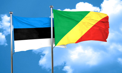estonia flag with congo flag, 3D rendering
