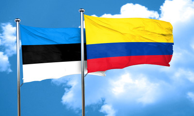 estonia flag with Colombia flag, 3D rendering