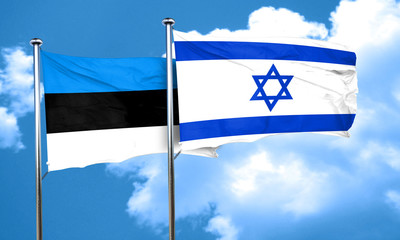 estonia flag with Israel flag, 3D rendering