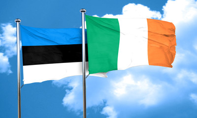 estonia flag with Ireland flag, 3D rendering