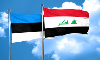 estonia flag with Iraq flag, 3D rendering