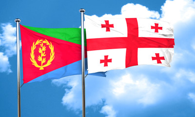 Eritrea flag with Georgia flag, 3D rendering