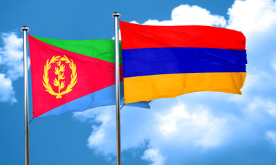 Fototapeta na wymiar Eritrea flag with Armenia flag, 3D rendering