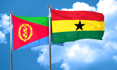 Eritrea flag with Ghana flag, 3D rendering