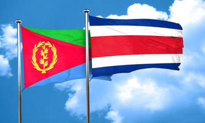 Eritrea flag with Costa Rica flag, 3D rendering