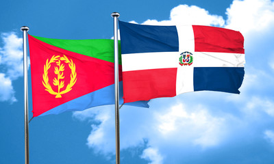 Eritrea flag with Dominican Republic flag, 3D rendering