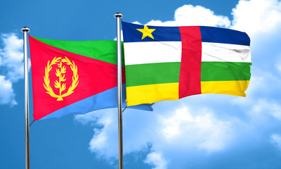 Eritrea flag with Central African Republic flag, 3D rendering