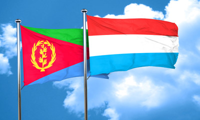 Fototapeta na wymiar Eritrea flag with Luxembourg flag, 3D rendering
