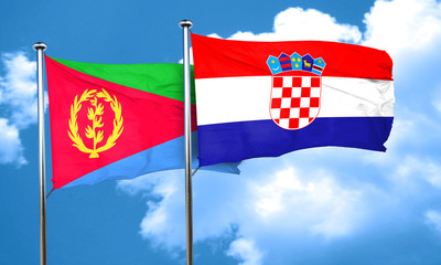 Eritrea flag with Croatia flag, 3D rendering