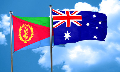 Eritrea flag with Australia flag, 3D rendering