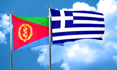 Eritrea flag with Greece flag, 3D rendering