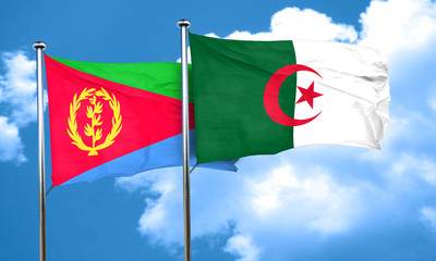 Eritrea flag with Algeria flag, 3D rendering