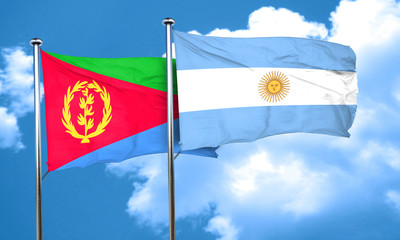 Eritrea flag with Argentine flag, 3D rendering