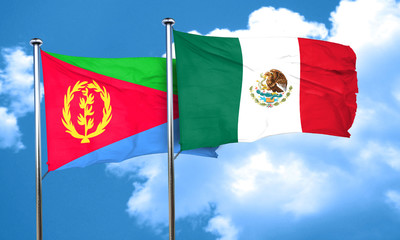 Eritrea flag with Mexico flag, 3D rendering