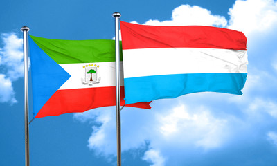 Equatorial guinea flag with Luxembourg flag, 3D rendering