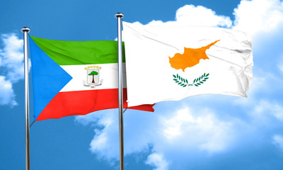 Equatorial guinea flag with Cyprus flag, 3D rendering