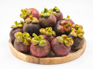 Mangosteen fruit on white background.Queen of Fruits