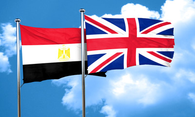 Egypt flag with Great Britain flag, 3D rendering