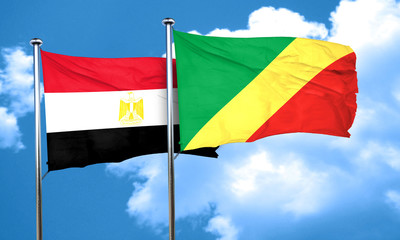 Egypt flag with congo flag, 3D rendering