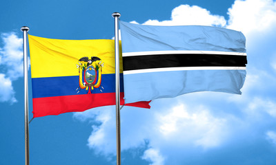 Ecuador flag with Botswana flag, 3D rendering