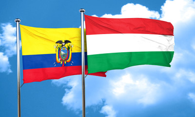 Ecuador flag with Hungary flag, 3D rendering