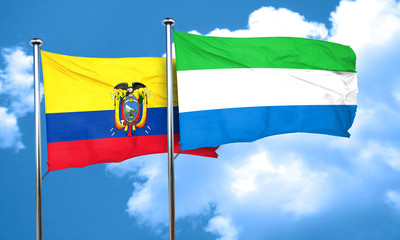 Ecuador flag with Sierra Leone flag, 3D rendering