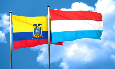 Ecuador flag with Luxembourg flag, 3D rendering
