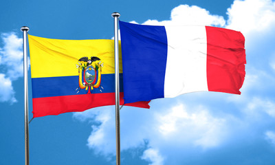 Ecuador flag with France flag, 3D rendering