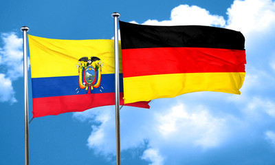Ecuador flag with Germany flag, 3D rendering