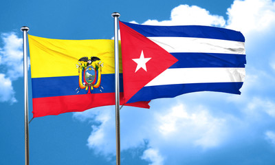 Ecuador flag with cuba flag, 3D rendering