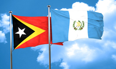 east timor flag with Guatemala flag, 3D rendering