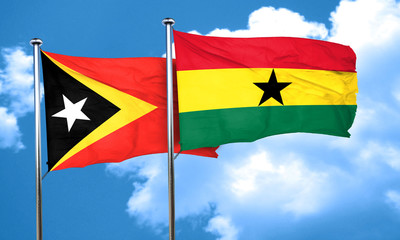 east timor flag with Ghana flag, 3D rendering