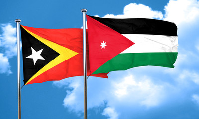 east timor flag with Jordan flag, 3D rendering