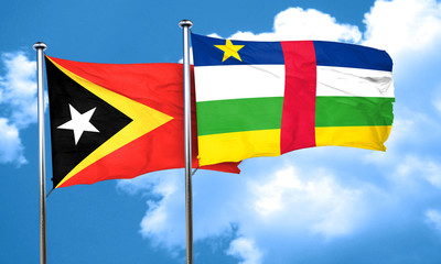 east timor flag with Central African Republic flag, 3D rendering