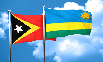 east timor flag with rwanda flag, 3D rendering