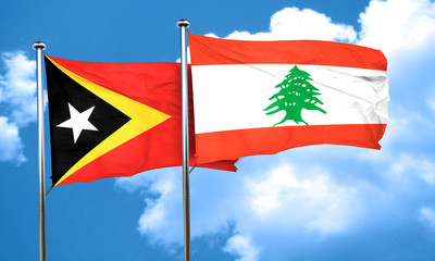 east timor flag with Lebanon flag, 3D rendering