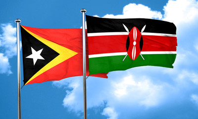 east timor flag with Kenya flag, 3D rendering