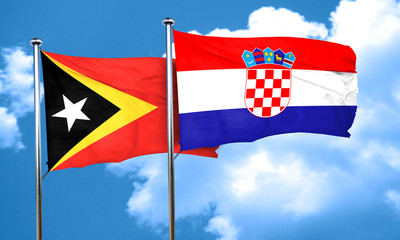 east timor flag with Croatia flag, 3D rendering