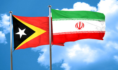 east timor flag with Iran flag, 3D rendering