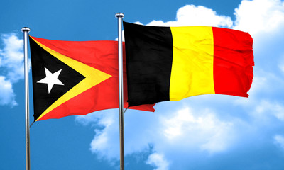 east timor flag with Belgium flag, 3D rendering