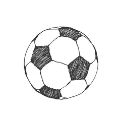 Aluminium Prints Ball Sports Football icon sketch. Soccer ball hand-drawn in doodles style